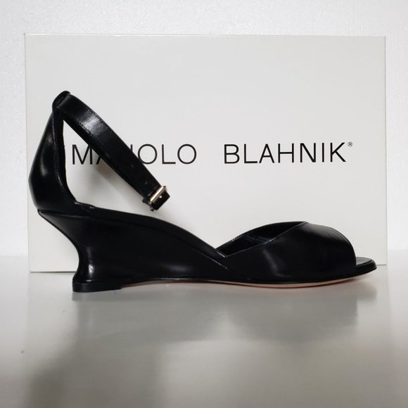 Manolo Blahnik Black Demi-wedge Sandal Size M36.5 - Picture 4 of 16